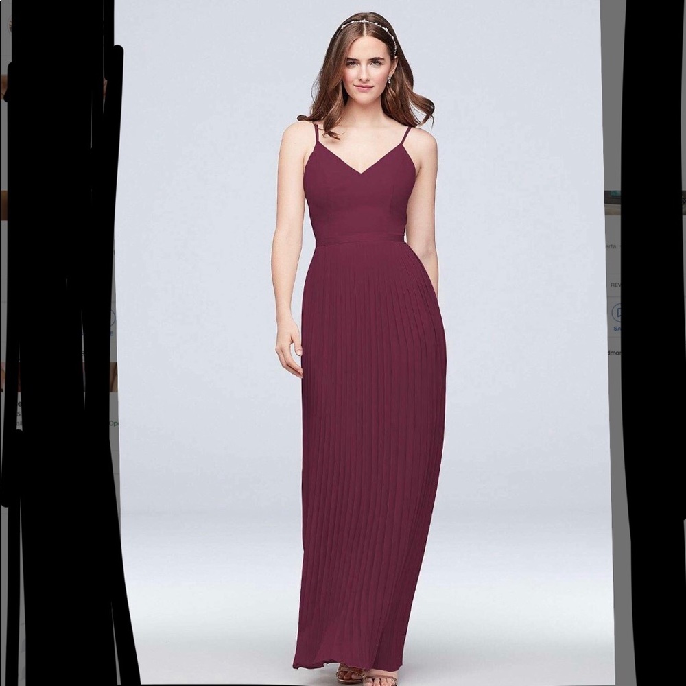 SHEER CHIFFON BRIDESMAID DRESS WITH PLEATED SKIRT